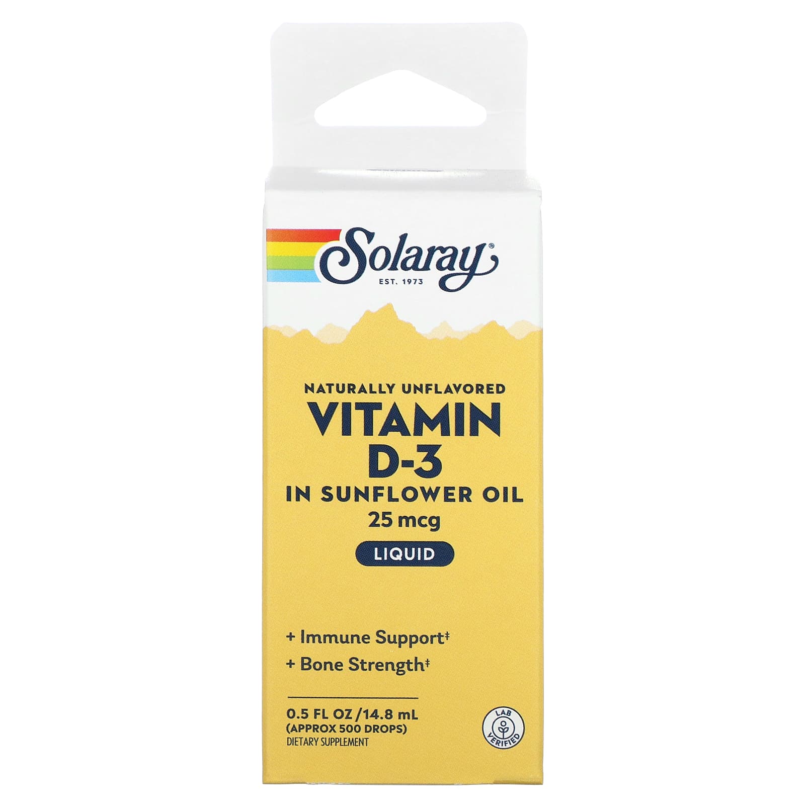 Solaray, Vitamin D-3 In Sunflower Oil, Naturally Unflavored, 25 mcg, .5 Oz UPC 076280731613 | HiLife Vitamins